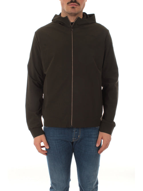 RRD-Roberto Ricci Designs felpa FLEECE SUMMER HOOD ZIP da uomo verde militare