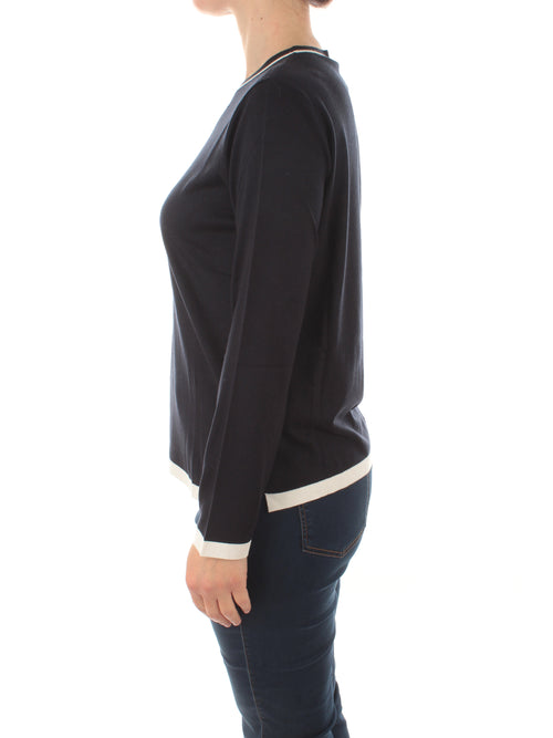 Persona By Marina Rinaldi ACROPOLI maglia in misto seta da donna blu navy/bianco