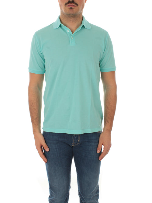 Fedeli WIND polo in piquet di cotone da uomo verde acqua