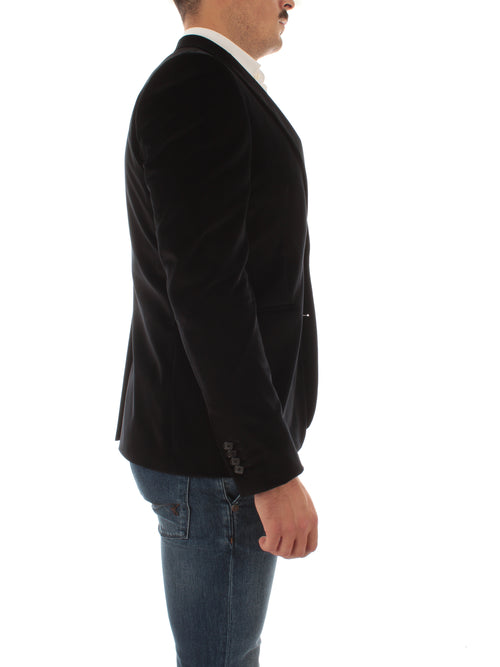 Tagliatore giacca in velluto nero da uomo,1FBR16A 800007
