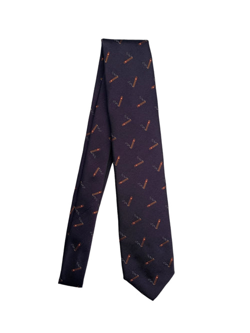 Ulturale cravatta 7 pieghe in seta da uomo blu