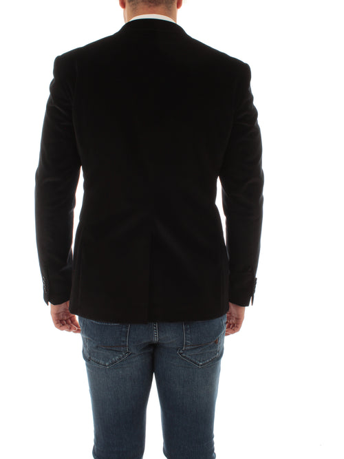 Tagliatore giacca in velluto nero da uomo,1FBR16A 800007