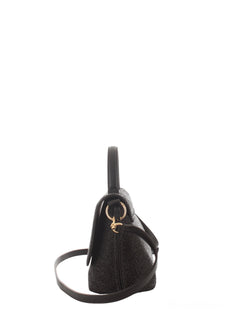 Twinset borsa in rafia intrecciata e similpelle da donna nero