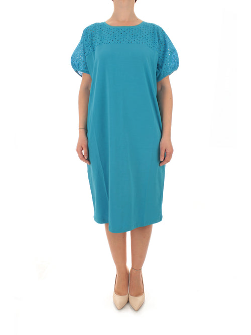 Persona By Marina Rinaldi ORCIO abito in jersey e sangallo da donna turchese